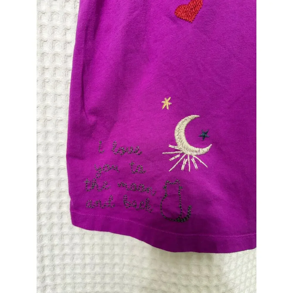 Johnny Was Kai Pink Purple Embroidered Short Sleeve Relaxed Tee Top Sz XL - Picture 7 of 9